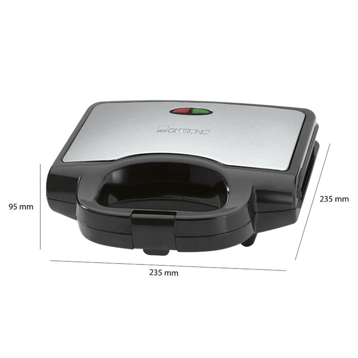 CLATRONIC ST 3778 Sandwichera de 2 compartimentos, negro e inox