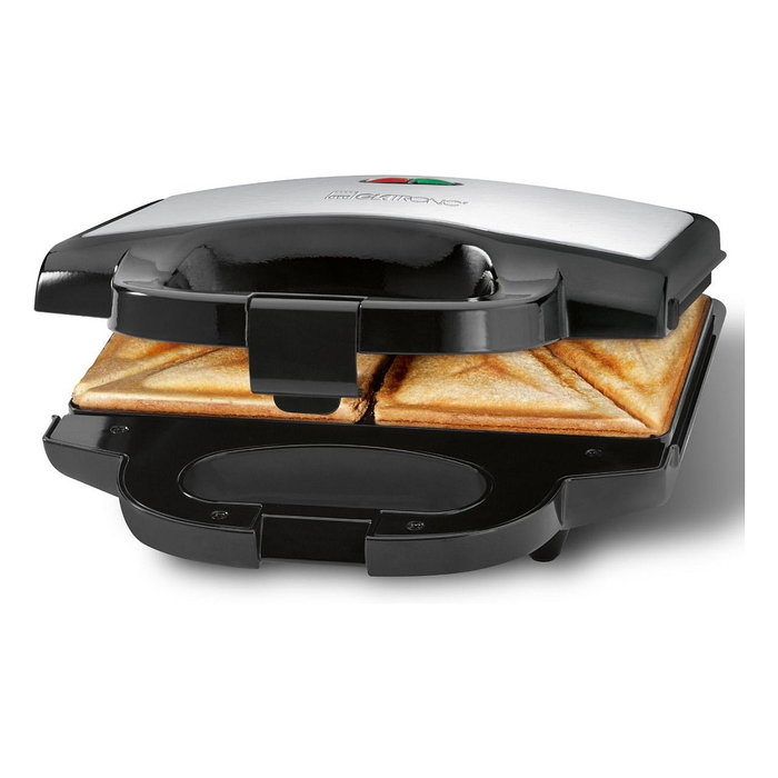 CLATRONIC ST 3778 Sandwichera de 2 compartimentos, negro e inox