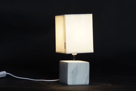 DKD Home Decor Lámpara Sobremesa Blanco Natural Dolomite Poliéster 12 x 29 x 12 cm (12 Unidades)