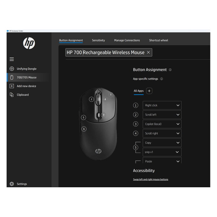 HP Ratón inalámbrico recargable 700