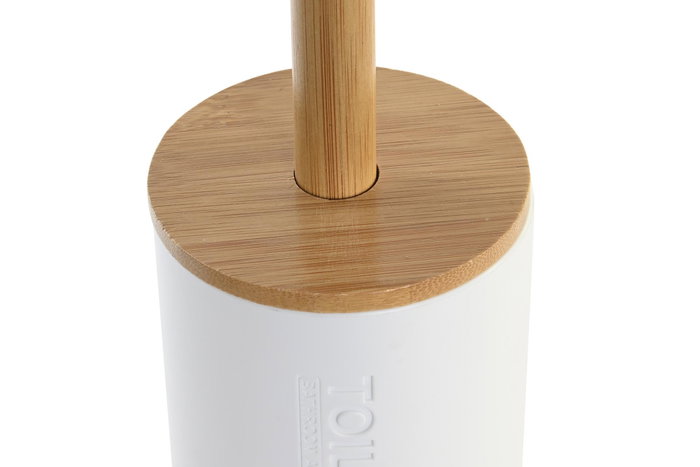 DKD Home Decor Escobillero de Bambú y PP Blanco 9x9x35,5 cm