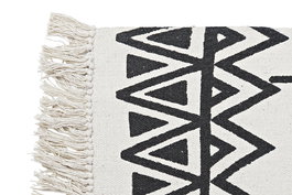 DKD Home Decor Alfombra Boho Blanco Negro Algodon Polyester 250 x 0.7 x 160 cm