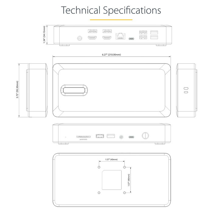 Startech Thunderbolt 4 Multi-Display Docking Station, Quad/Triple/Dual Monitor Dock, 2x HDMI, 2x DisplayPort, 7x USB Startech Thunderbolt 4 Multi-Display Docking Station, Quad/Triple/Dual Monitor Dock, 2x HDMI, 2x DisplayPort, 7x USB