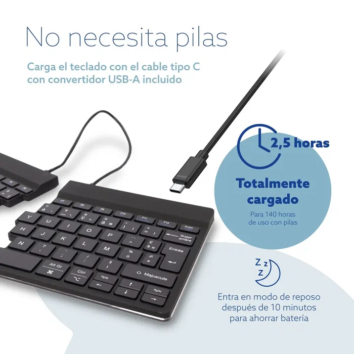 R-go tools Split Break Keyboard QWERTY Portugués Bluetooth Negro R-go tools Split Break Keyboard QWERTY Portugués Bluetooth Negro