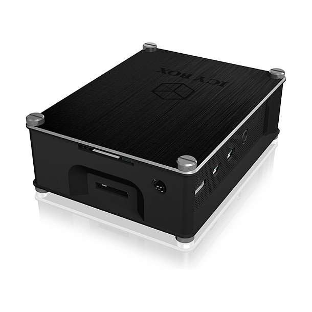 ICY BOX IB-RP110 Carcasa para Raspberry Pi 4, Cubierta de Aluminio y Rejillas Laterales, Negro