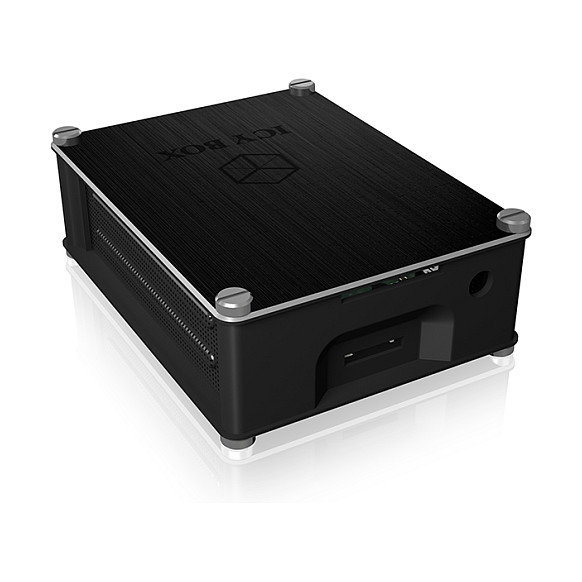 ICY BOX IB-RP110 Carcasa para Raspberry Pi 4, Cubierta de Aluminio y Rejillas Laterales, Negro