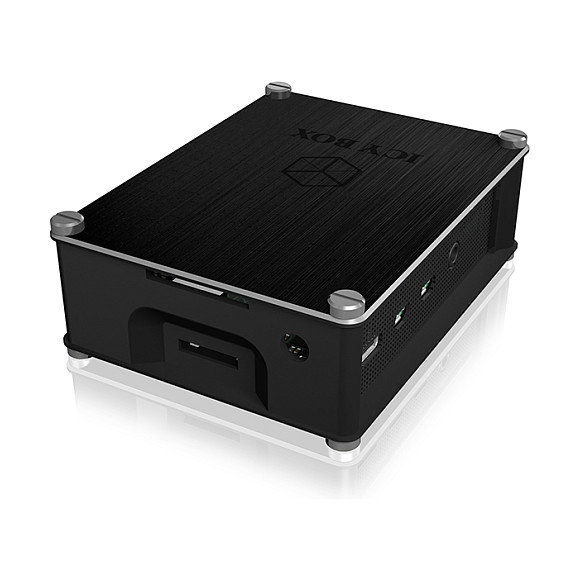 ICY BOX IB-RP110 Carcasa para Raspberry Pi 4, Cubierta de Aluminio y Rejillas Laterales, Negro