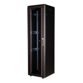 ROLINE Bastidor de Red Rack Pro 600x600 mm, 47U, 19 Pulgadas, Capacidad 600 kg, Puerta Frontal de Vidrio Negro