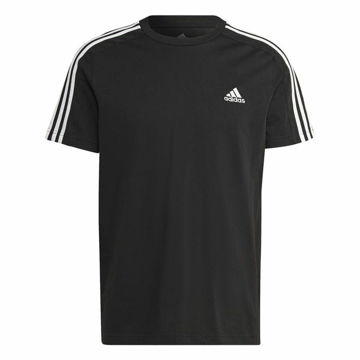 Camiseta de Manga Corta Hombre Adidas Essentials Single 3 Bandas Negro