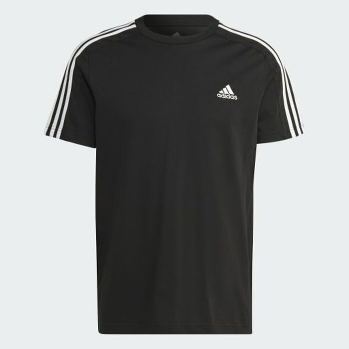 Camiseta de Manga Corta Hombre Adidas Essentials Single 3 Bandas Negro