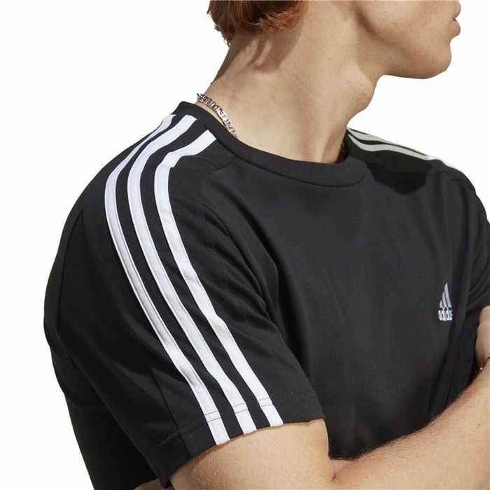 Camiseta de Manga Corta Hombre Adidas Essentials Single 3 Bandas Negro