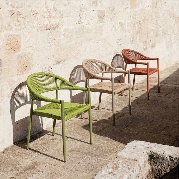 Silla Apilable Aluminio-Rattán Pe 56 X 58 X 76 cm (Set de 2)