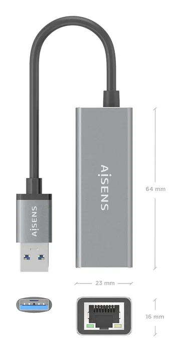 Aisens Adaptador USB 3.0 a Ethernet Gigabit A106-0897 Gris Aisens Adaptador USB 3.0 a Ethernet Gigabit A106-0897 Gris