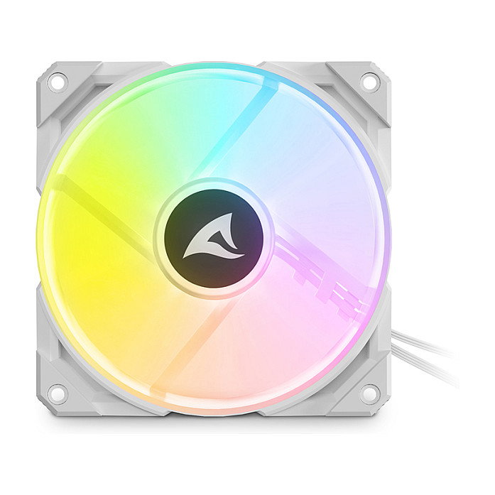 Sharkoon Rebel F50 PWM - Ventilador PC RGB LED 120mm Blanco/Gris, 12 LED, 2000 RPM, 132 m3/h, 35 dB, Rodamiento FDB, Cable 0.45 m, Incluye Tornillos