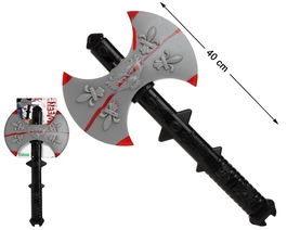 Hacha Decorativa Halloween 40 cm Detalles Sangrientos Temática Vikingos Accesorio Adulto Plateado