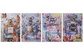 DKD Home Decor Set de 4 Cuadros Lienzo MDF Perfume 60x2,5x90 cm
