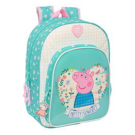 Mochila Escolar Peppa Pig Pretty flowers Amarillo Menta 26 x 34 x 11 cm