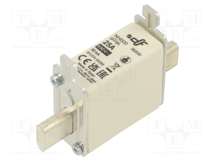 DF ELECTRIC Fusible de cartucho NH000 25A 690VAC 250VDC gG DF ELECTRIC Fusible de cartucho NH000 25A 690VAC 250VDC gG