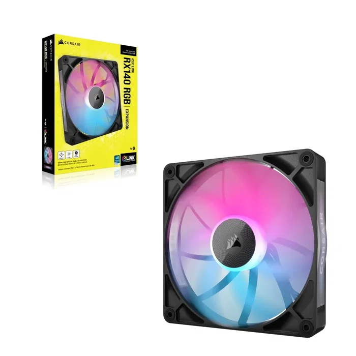 Corsair iCUE LINK RX140 RGB Ventilador para Carcasa 140mm PWM, Negro, 1 Unidad (CX-9040017-ES)