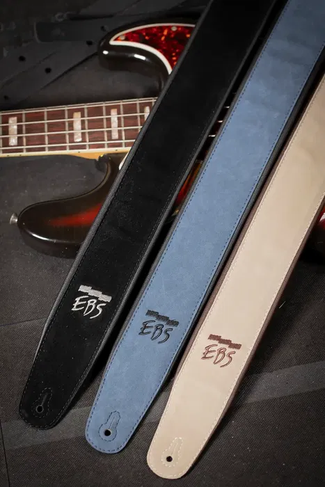 EBS Correa para Guitarra o Bajo Suede - Correa de Vinilo Sintético Acabado Gamuza, Acolchada, Negra