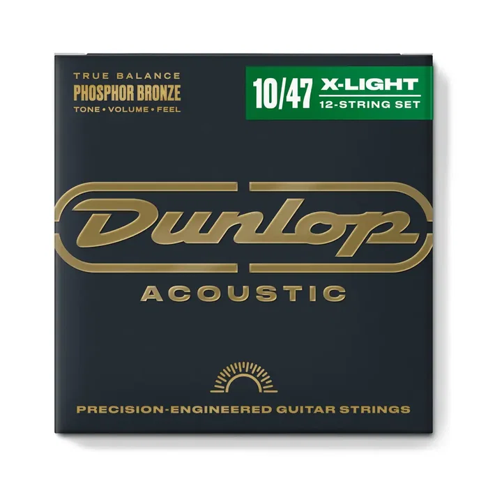 Dunlop Juego de Cuerdas para Guitarra Acústica Phosphor Bronze 12 Cal. 10-47 | DP12010P