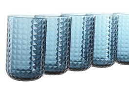 DKD Home Decor Diamond garbo 24 Vaso Azul de Cristal, Set de 6 Piezas, 8x13x8 cm, 420ml