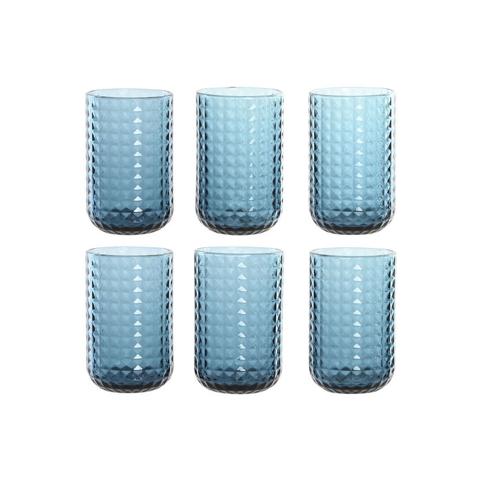 DKD Home Decor Diamond garbo 24 Vaso Azul de Cristal, Set de 6 Piezas, 420ml DKD Home Decor Diamond garbo 24 Vaso Azul de Cristal, Set de 6 Piezas, 420ml
