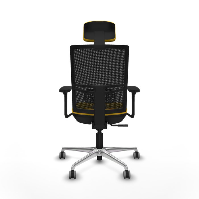 PIQUERAS Y CRESPO Silla de oficina Yunquera con mecanismo Sincro, Similpiel Amarillo y Malla Negro