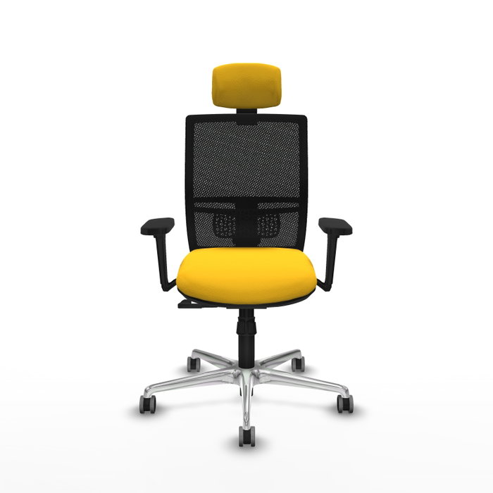 PIQUERAS Y CRESPO Silla de oficina Yunquera con mecanismo Sincro, Similpiel Amarillo y Malla Negro