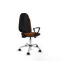 Silla de oficina Algarra con mecanismo Contacto permanente básico tapizada con Similpiel color Marrón. Equipada con Base cromada, Brazos fijos y Ruedas de parqué