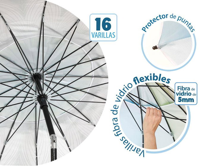Parasol Pavo Real 220 cm Orient. Aluminio Oxford Upf50+ Verde 210D 28-32 mm
