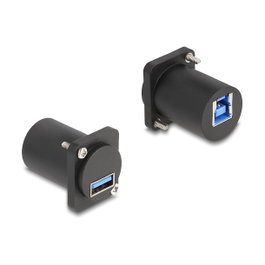 DeLOCK Módulo USB 5 Gbps Tipo-A hembra a Tipo-B hembra con tornillos Negro