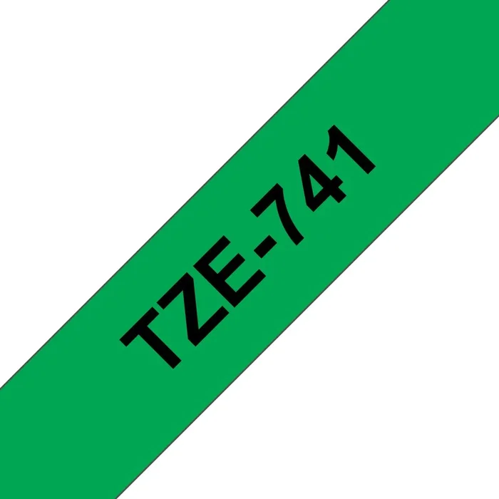Brother TZe-741 Cinta Laminada 18mm x 8m Negro sobre Verde