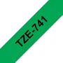 Brother TZe-741 Cinta Laminada 18mm x 8m Negro sobre Verde