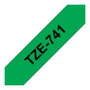 Brother TZe-741 Cinta laminada 18 mm x 8 m verde/negro