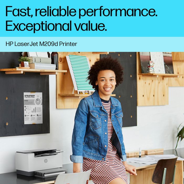 HP Impresora LaserJet M209d - Impresión Rápida B/N a Doble Cara, Compacta y Productiva