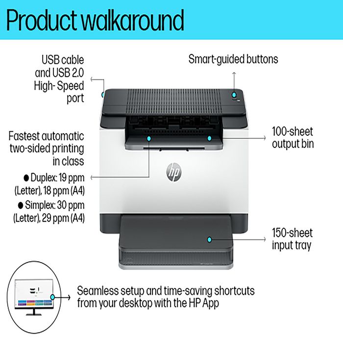 HP Impresora LaserJet M209d - Impresión Rápida B/N a Doble Cara, Compacta y Productiva