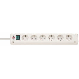 Brennenstuhl Regleta de 6 salidas con interruptor y cable de 3 m, Blanco