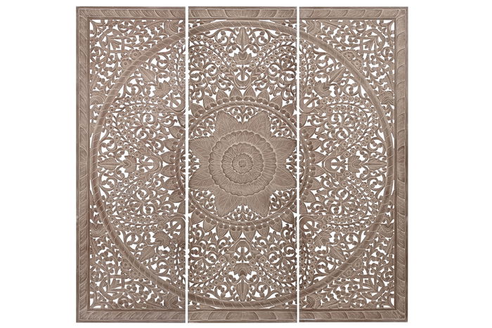 DKD Home Decor Cabecero de Cama Indio Mandala en Color Natural, de MDF, Dimensiones 3.5 x 181 x 180 cm, Set de 3 Piezas DKD Home Decor Cabecero de Cama Indio Mandala en Color Natural, de MDF, Dimensiones 3.5 x 181 x 180 cm, Set de 3 Piezas