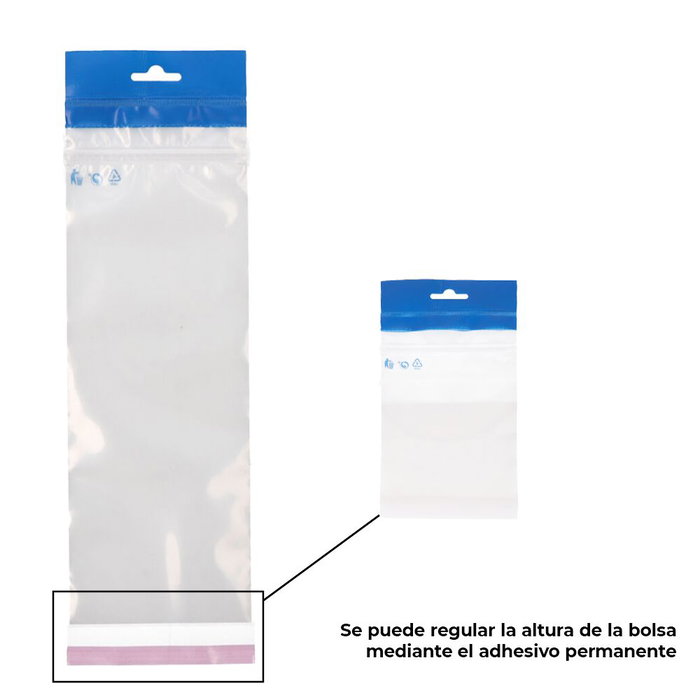 Edm Pack 25 Bolsas para Envasado con Cierre Zip Superior y Precintado Autoadhesivo Medida Útil 12 x 29 cm