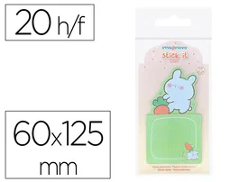 Imaginovo Bloc notas adhesivas Bunny verde 60x125 mm con soporte 20 hojas