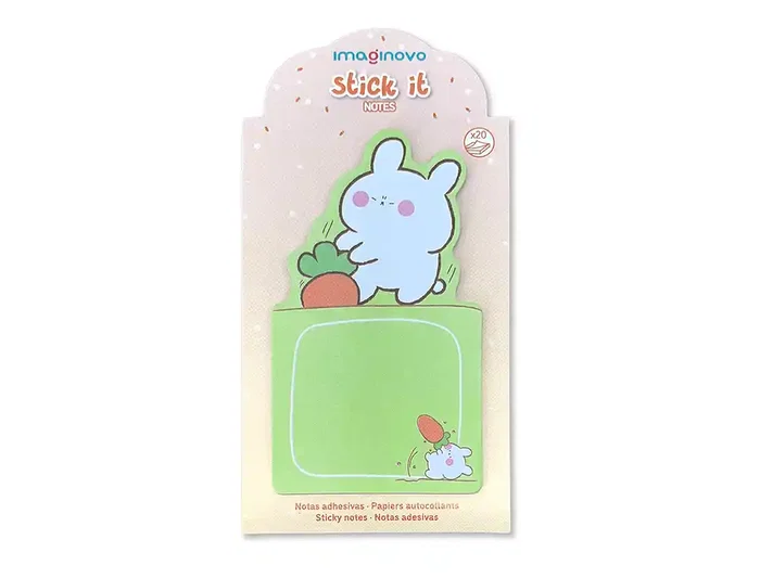 Imaginovo Bloc notas adhesivas Bunny verde 60x125 mm con soporte 20 hojas