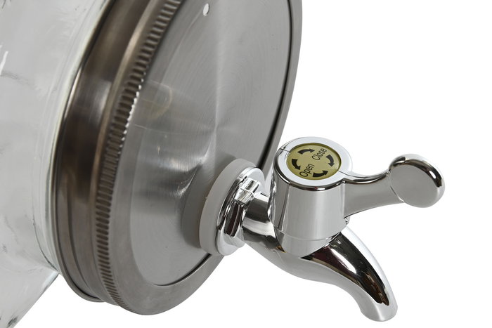 DKD Home Decor Dispensador Bebidas Transparente Cristal Metal 13.5 x 32.5 x 13 cm Capacidad 3.2L