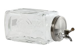 DKD Home Decor Dispensador Bebidas Transparente Cristal Metal 13.5 x 32.5 x 13 cm Capacidad 3.2L