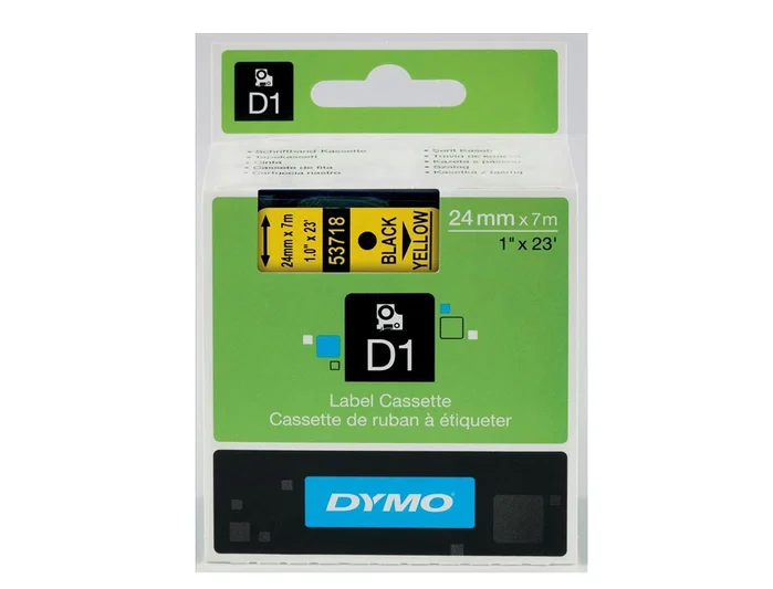 Dymo Cinta D1 Negro sobre Amarillo 24mm x 7m