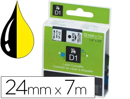 Dymo Cinta D1 Negro sobre Amarillo 24mm x 7m
