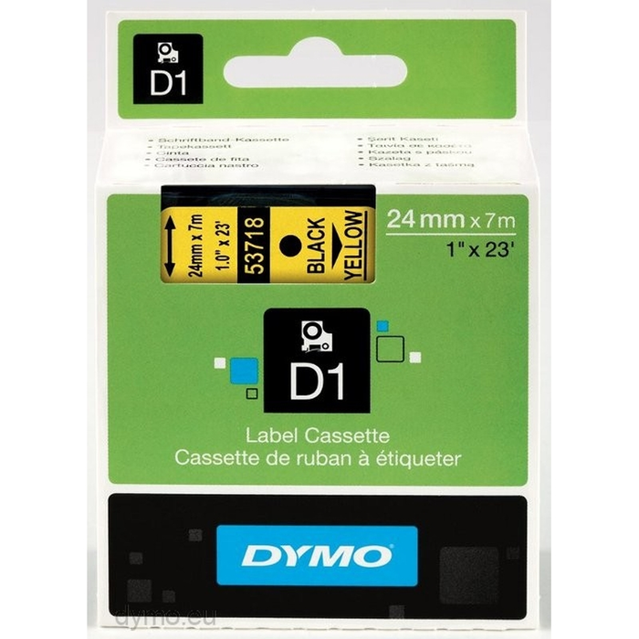 Dymo Cinta D1 Negro sobre Amarillo 24mm x 7m