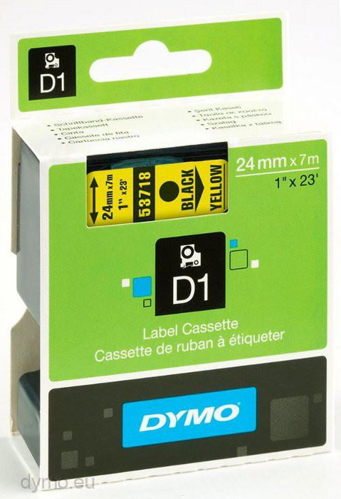 Dymo Cinta D1 Negro sobre Amarillo 24mm x 7m