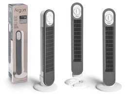 Argon Ventilador Torre Giratoria 45W Blanco Gris 22x78x22cm 3 Velocidades Oscilación 90°