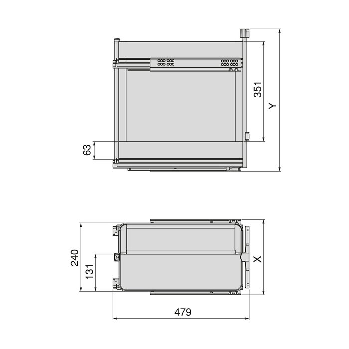 Emuca Carro extraíble con cestas y panero Harmony con cierre suave, Módulo ancho 300mm alto 700mm, Acero y Madera, Gris antracita